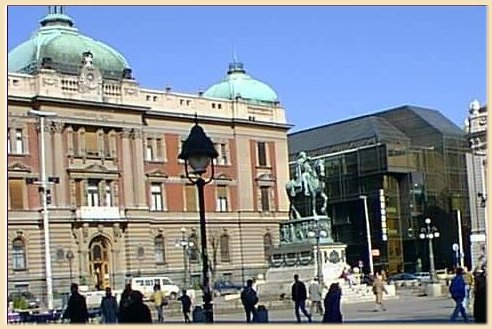 Kuez Milos statue in front of the National Museum in city centre of Belgrade