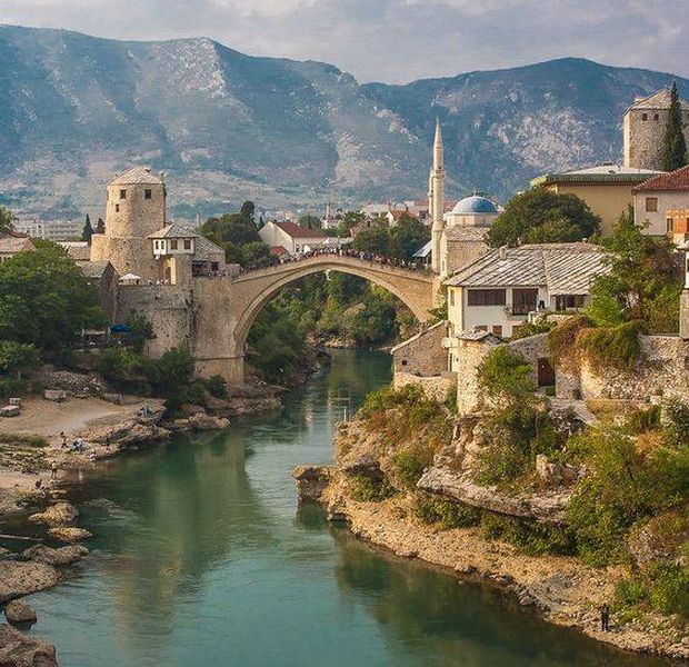 The Old Bridge ( Stari Most ) in Mostar in Bosnia