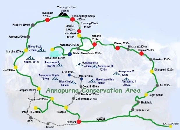 Map of the Annapurna Himal Region