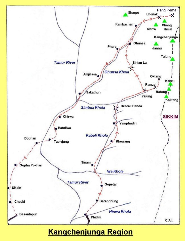 Map of Kangchenjunga Region