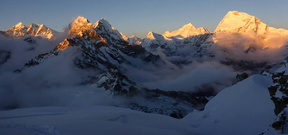 Mount Makalu and Chamlang on ascent of Mera Peak