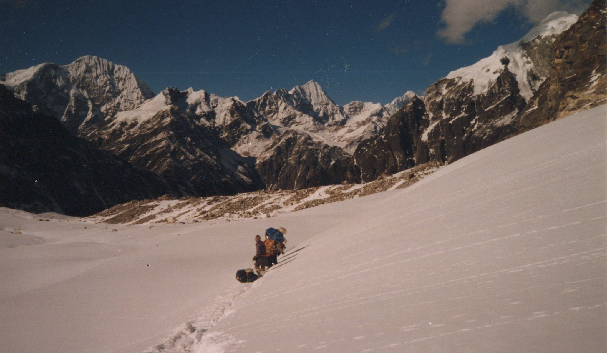 Shalbachum and Dragmarpo Ri in Langtang Himal on descent from Tilman's Pass