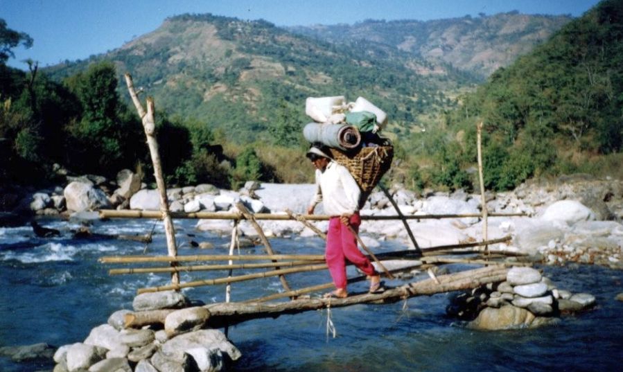 Bamboo Bridge across Piluwa Khola on route to Chainpur Village