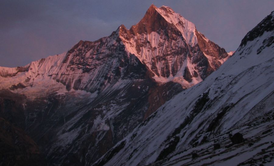 Sunset on Mount Macchapucchre ( the Fishtail Mountain )