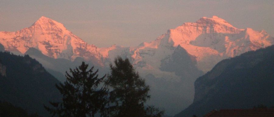 Monch and Jungfrau in the Bernese Oberlands Region of the Swiss Alps