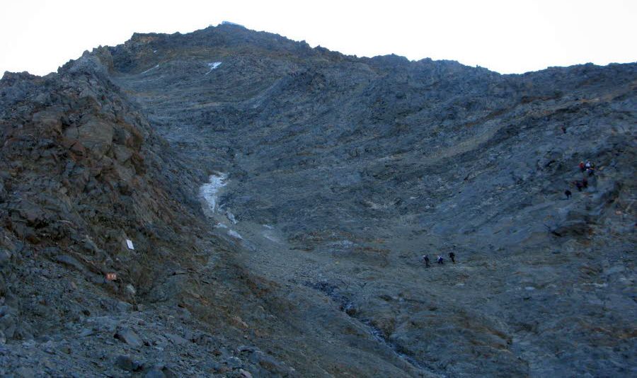 Route of ascent to the Refuge de Gouter on Mont Blanc