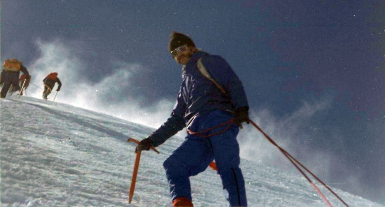 Climbers approaching summit of Monte Rosa