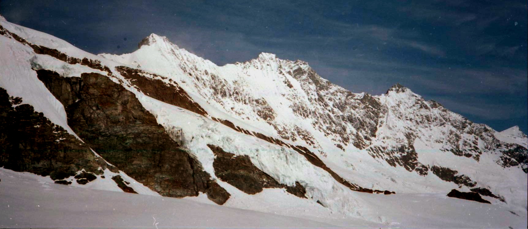 Taschhorn, Dom and Lenzspitze from above Saas Fe