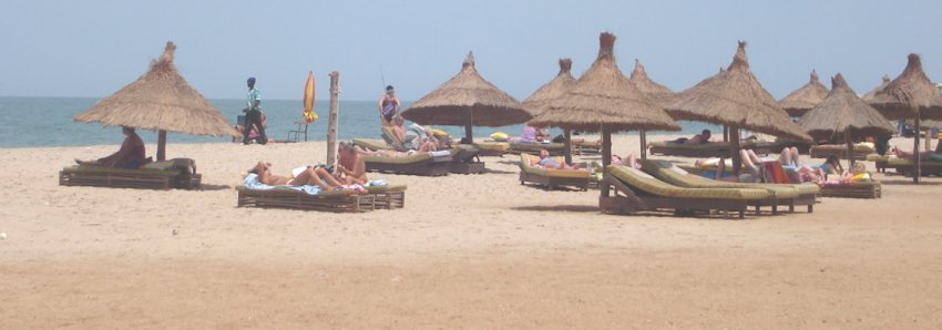 Kololi Beach resort on the Atlantic coast of The Gambia in West Africa