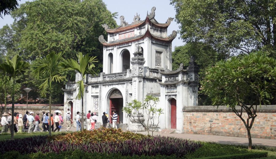 Archway at Temple of Literature ( Van Mieu ) in Hanoi