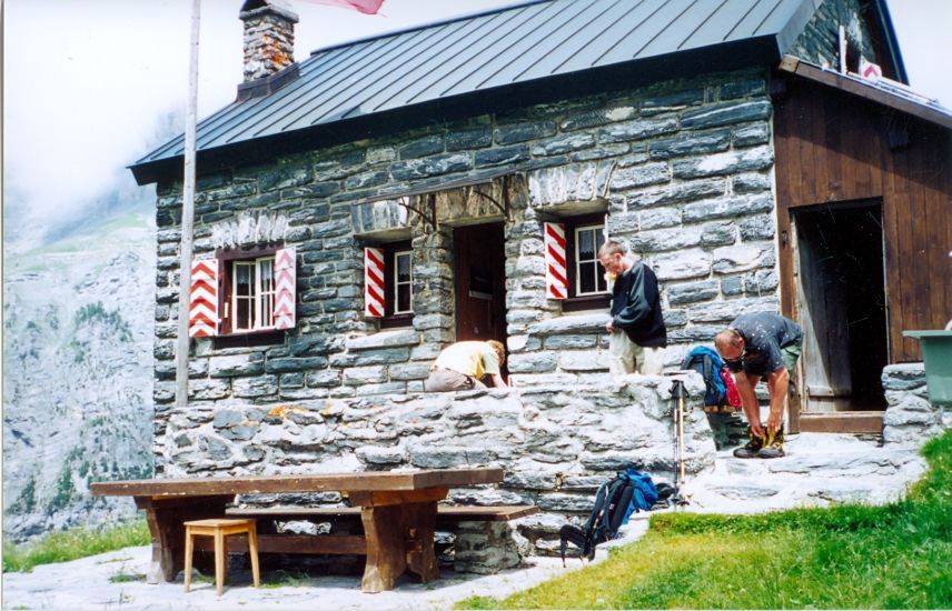 Balmhorn Hut above Kandersteg in the Bernese Oberlands region of the Swiss Alps