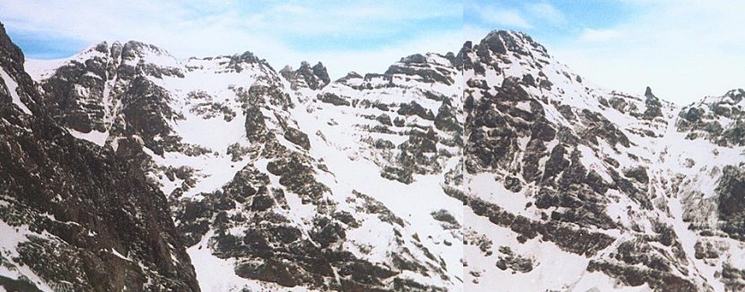 View of the High Atlas from Djebel Toubkal - highest mountain in Morocco