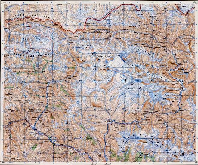 Map of the Batura Glacier region of the Karakorum Mountains of Pakistan