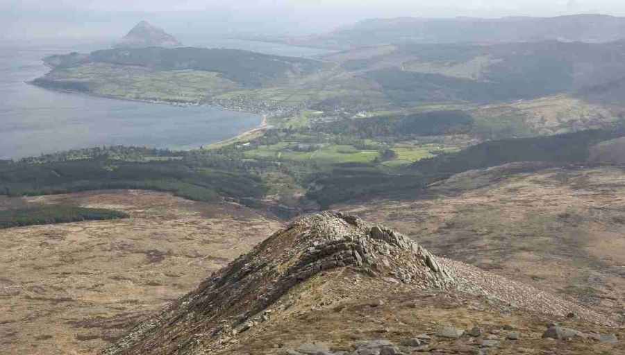 Brodick Bay from Goatfell on the Island of Arran on the Island of Arran