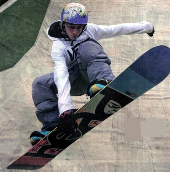 Snow Boarder on Dry Ski Slopes of Bearsden Ski Club