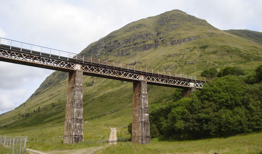 "Horseshoe Curve" Railway Viaduct in Auch Glean beneath Beinn a Chaisteil