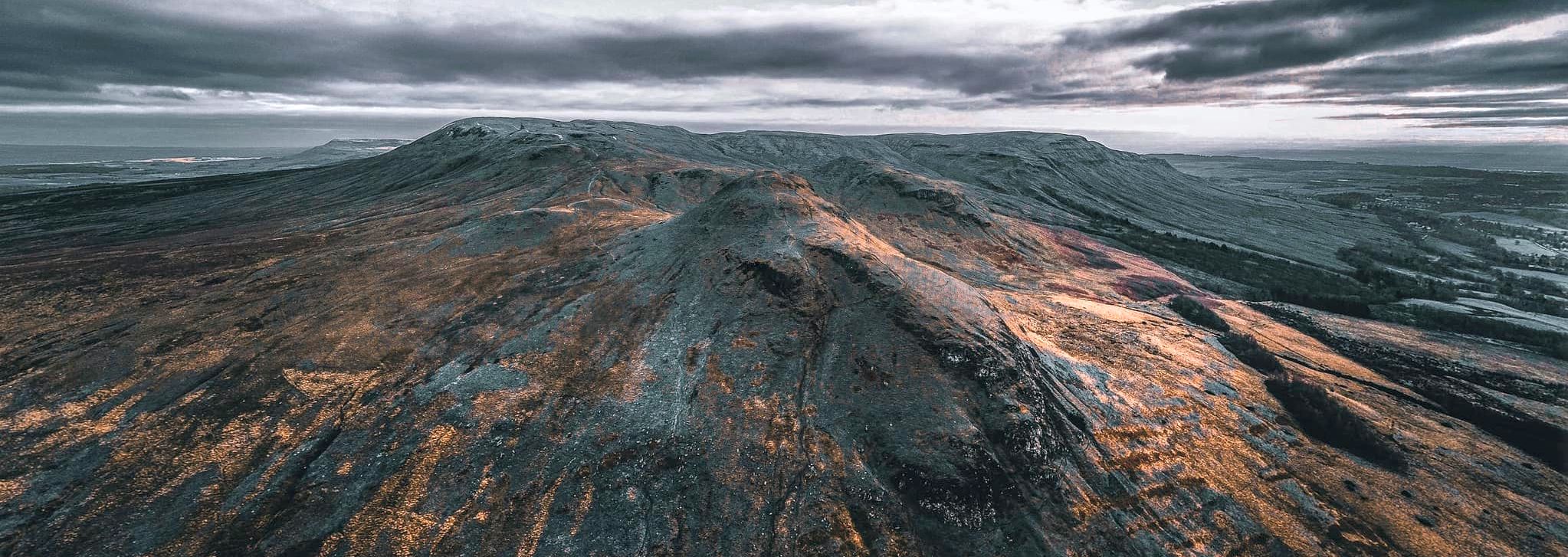 Aerial view of Dumgoyne and Earl's Seat in the Campsie Fells