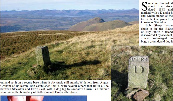 Boundary stone on Slackdhu