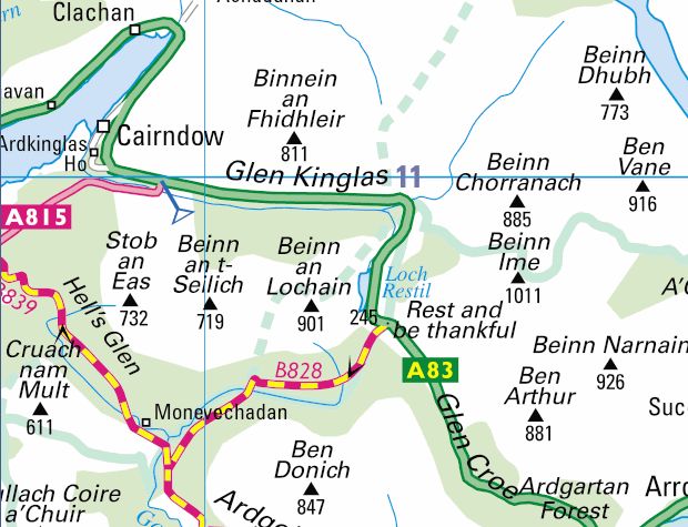 Location Map for Hell's Glen and Glen Kinglas.