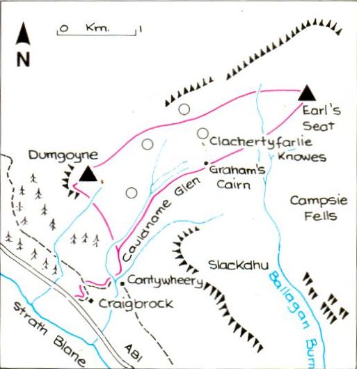 Route Map for Earl's Seat and the Campsie Fells