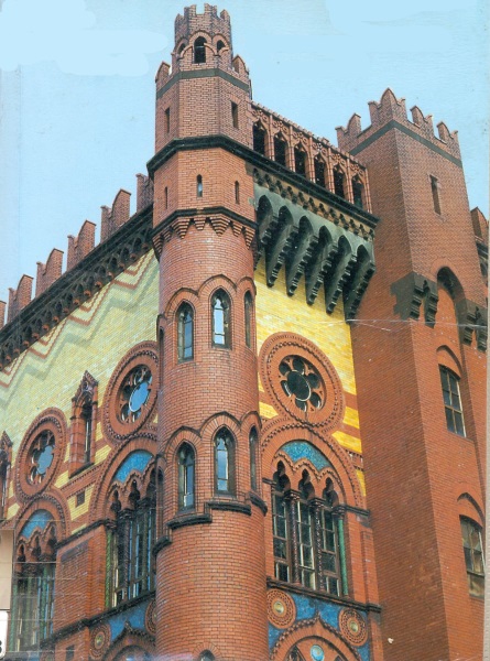 Ornate facade of Templeton's Carpet Factory from Glasgow Green