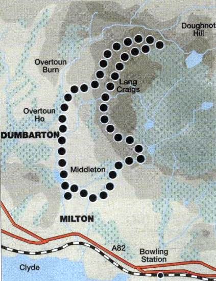 Map of Lang Craigs in the Kilpatrick Hills