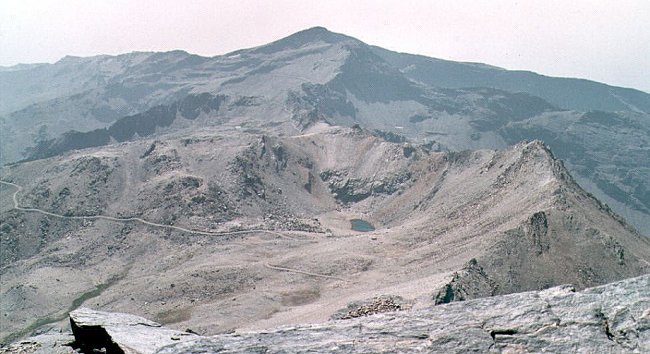 Mulhacen ( 3,479 metres , 11,414 feet ) in the Sierra Nevada in Southern Spain - highest mountain in continental Spain and the Iberian Peninsula