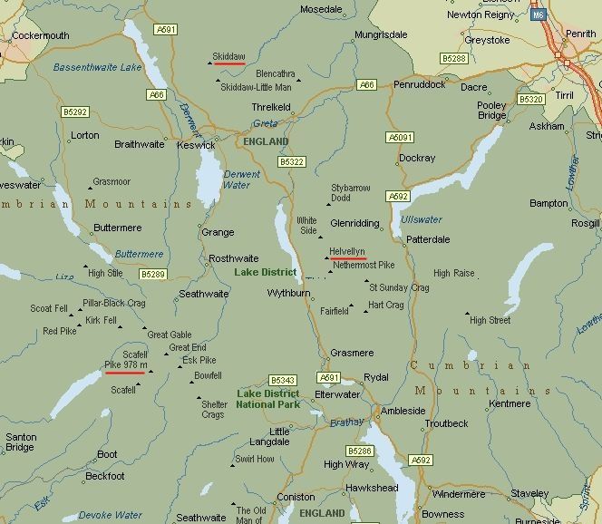 Map of the English Lake District